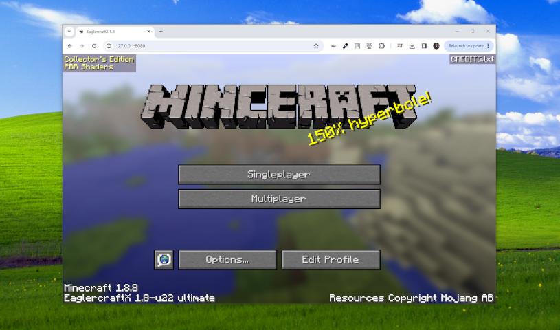 Eaglercraft 1.8 Titlescreen