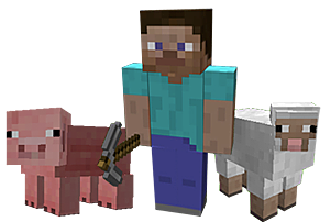 Steve with pig and sheep